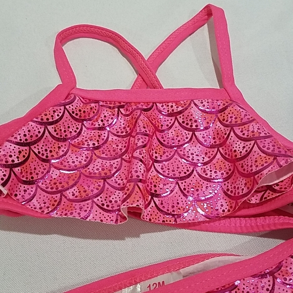 Pink Platinum Girl's Size 12 Months Mermaid Pink UV Ceritified Swim Bathing Suit - Picture 3 of 7